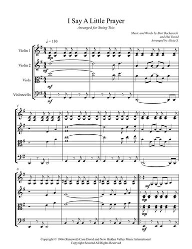 I Say A Little Prayer (arr. Alicia S.)