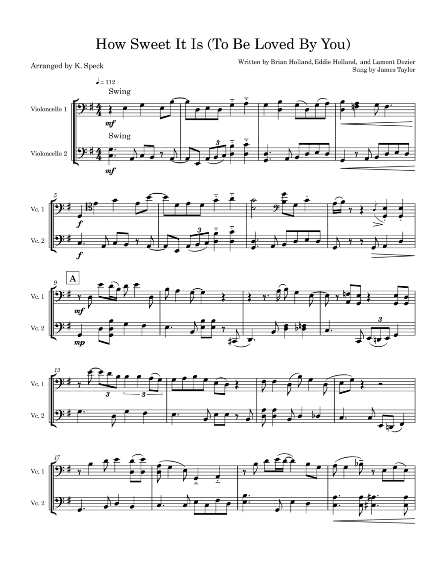How Sweet It Is (to Be Loved By You) (arr. K. Speck)