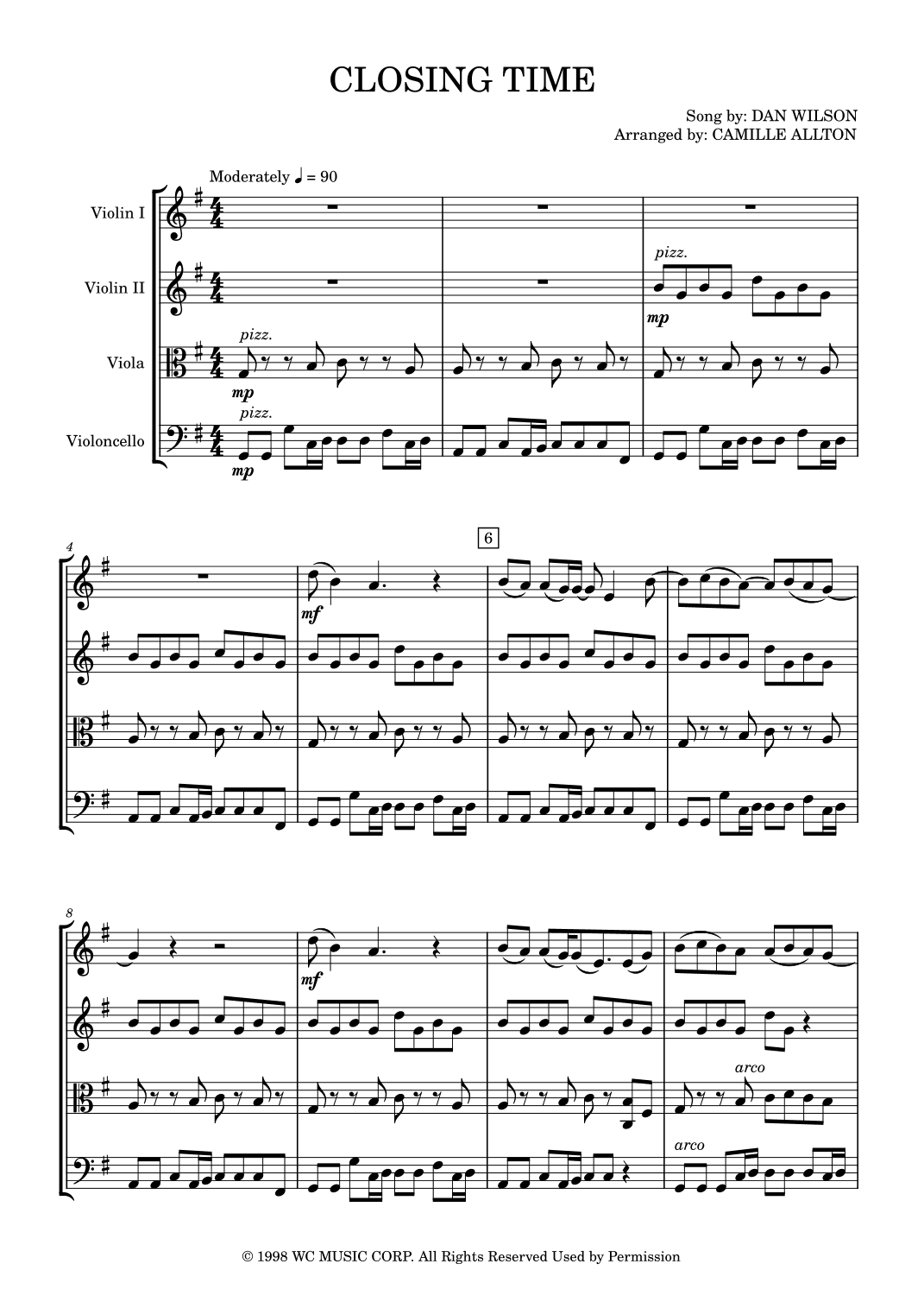 Closing Time (arr. Camille Allton)