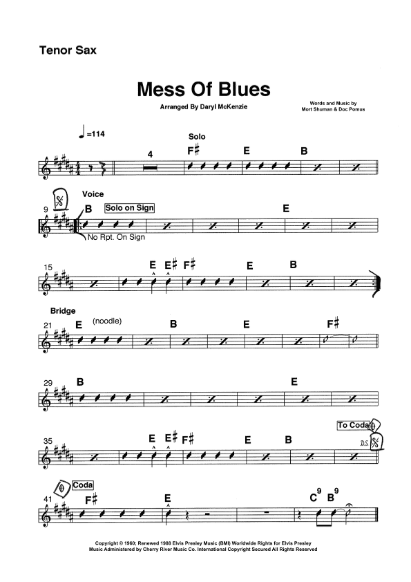 A Mess Of Blues (arr. Daryl McKenzie)