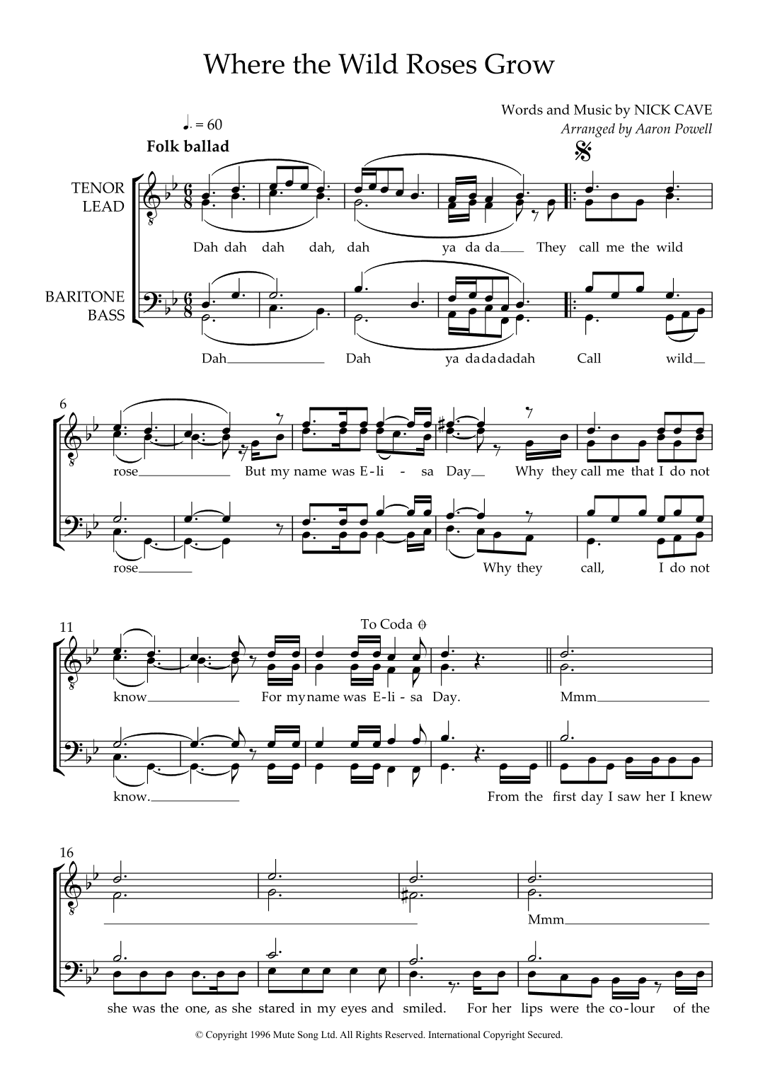 Where The Wild Roses Grow (arr. Aaron Powell)