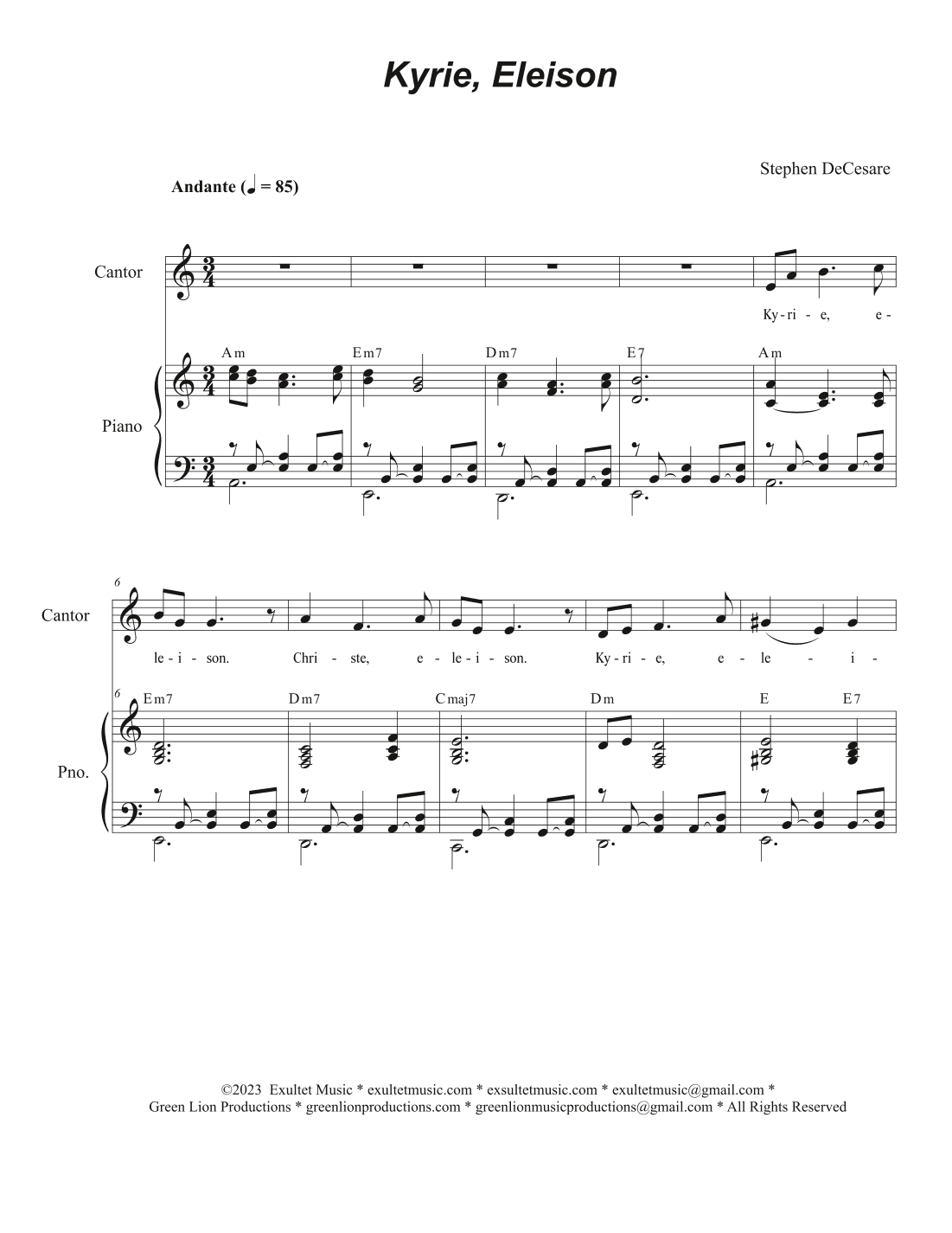 Kyrie, Eleison (Cantor and Congregation)