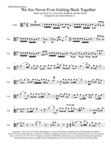 We Are Never Ever Getting Back Together (arr. Jose Daniel Morales A.)