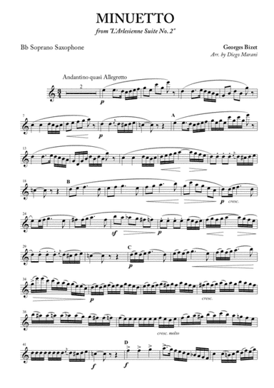 Minuetto from "L'Arlesienne Suite No. 2" for Saxophone Quartet (arr. Diego Marani)