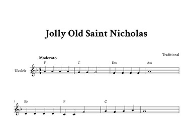 Jolly Old Saint Nicholas - For Ukulele (F Major - with Chords) (arr. Yuri Noronha)