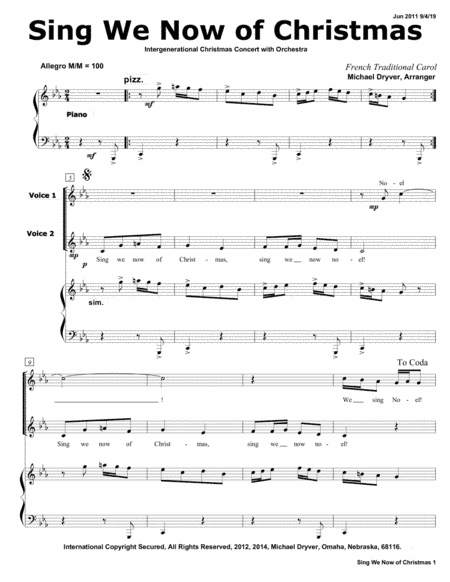 Sing We Now of Christmas (Intergenerational Choir and Orchestra) (arr. Michael Dryver, Arranger)