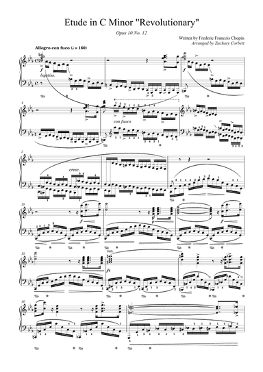 Etude Op. 10 No. 12 in C Minor (arr. Zachary Corbett)