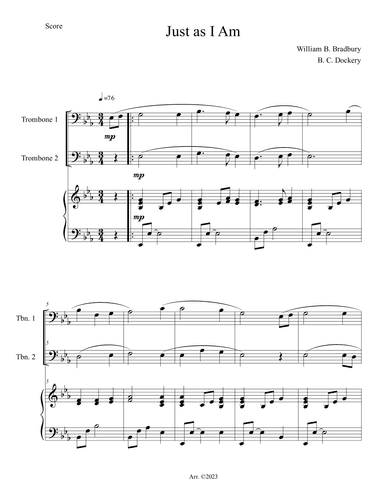 Just As I Am (Trombone Duet with Piano Accompaniment) (arr. B. C. Dockery)