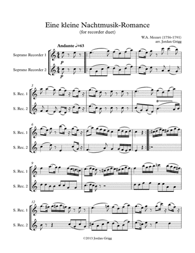 Eine kleine Nachtmusik-Romance (for recorder duet) (arr. Jordan Grigg)