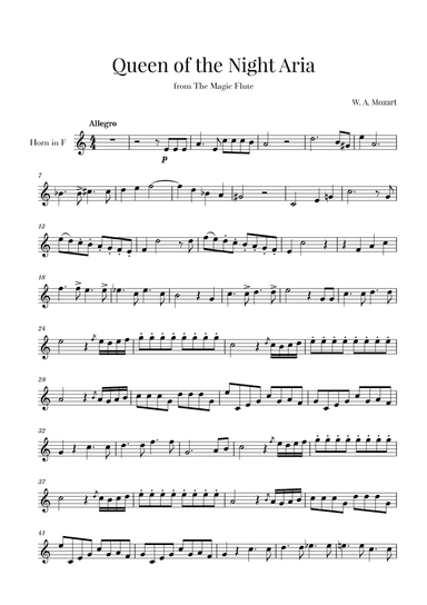W. A. Mozart - Queen of the Night Aria (for French Horn) (arr. Cadenza Editions)