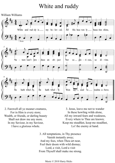 With and ruddy. A new tune to a wonderful William Williams hymn.