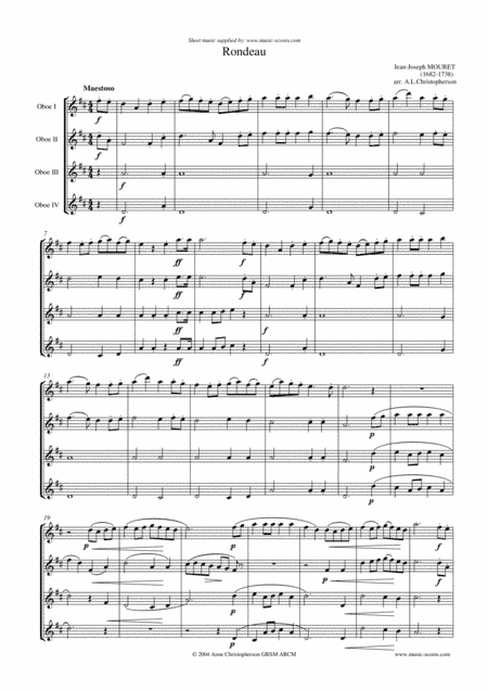 Rondeau - Bridal Fanfare - Oboe Quartet (arr. Anne L Christopherson GRSM ARCM)