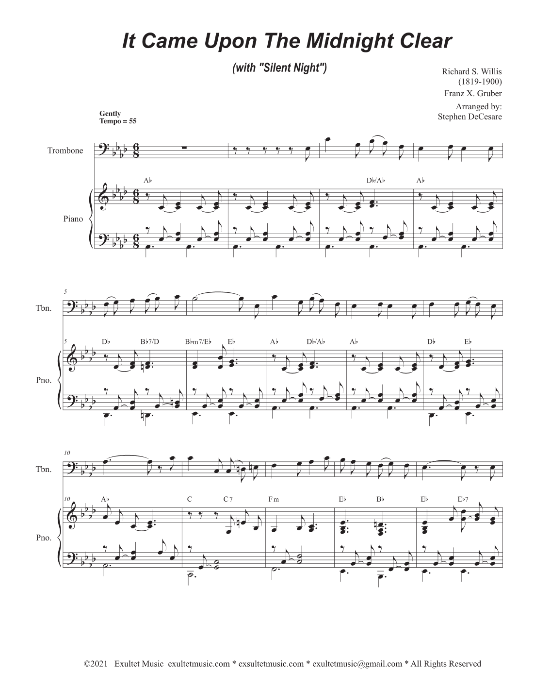 It Came Upon The Midnight Clear (with "Silent Night") (Trombone solo and Piano) (arr. Stephen DeCesare)