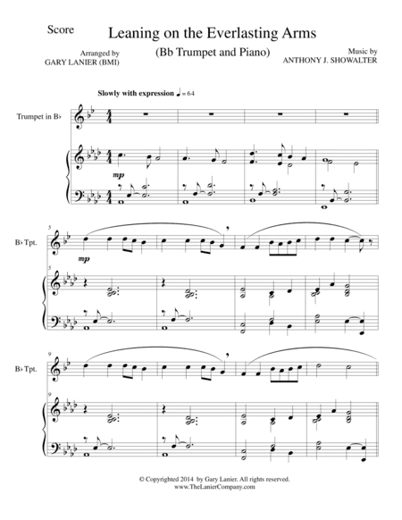 LEANING ON THE EVERLASTING ARMS (Bb Trumpet/Piano and Trumpet Part) (arr. Gary Lanier)