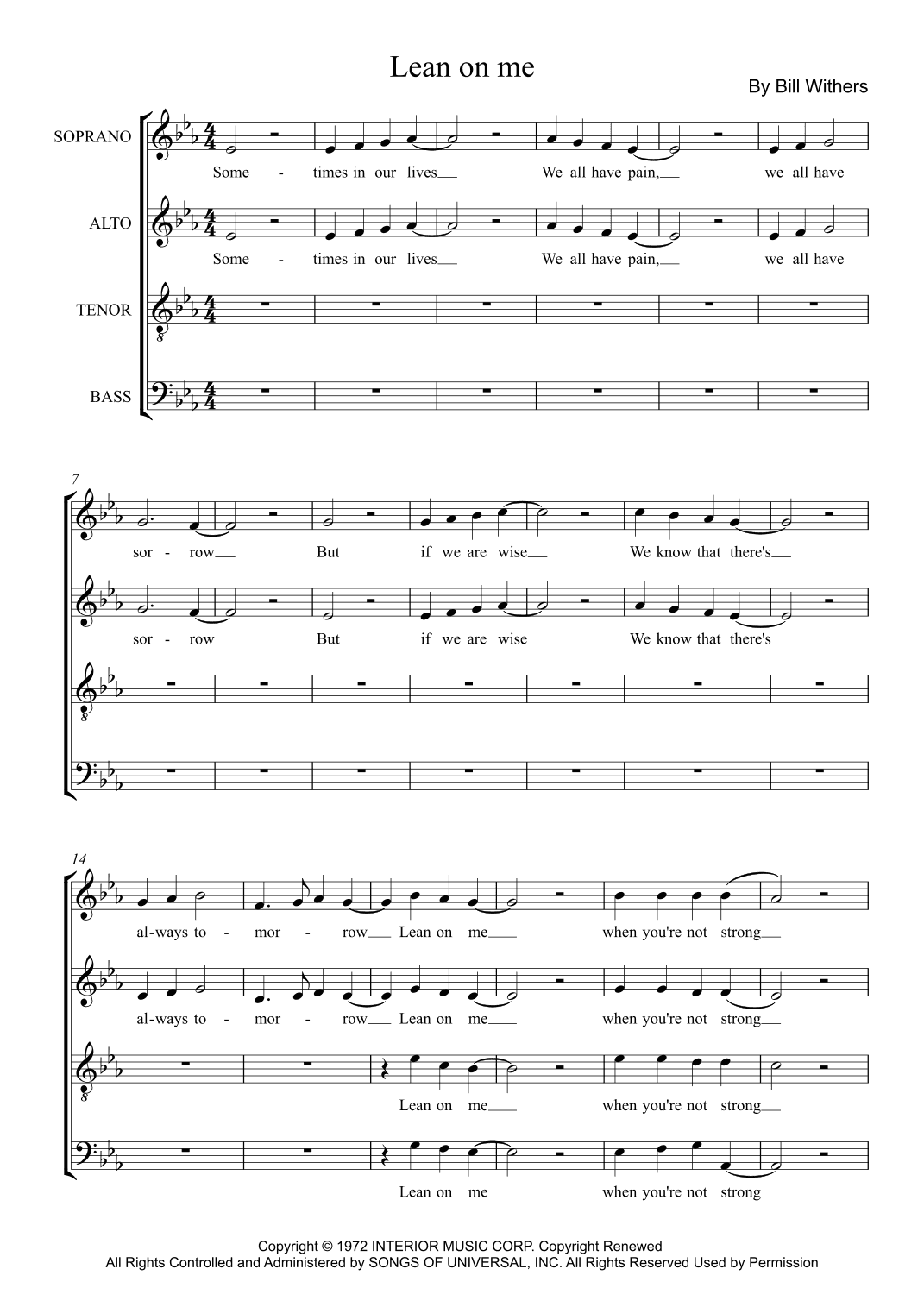 Lean On Me (arr. Martin Jones)