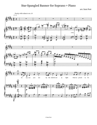 Star-Spangled Banner (soprano & piano), op. 33 (arr. Sam Post, composer/pianist)