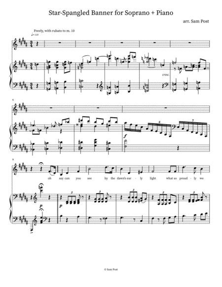 Star-Spangled Banner (soprano & piano), op. 33 (arr. Sam Post, composer/pianist)