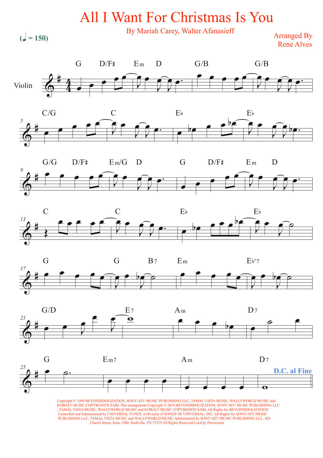 All I Want For Christmas Is You (arr. Rene Alves)