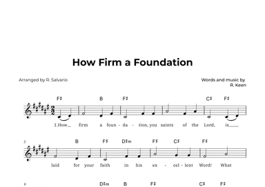 How Firm a Foundation (Key of F-Sharp Major) (arr. R. Salvario)