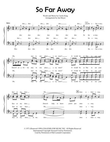 So Far Away (arr. Jan Meyer)