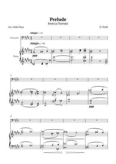 Prelude from La Traviata for piano and violoncello (arr. André Nusa)