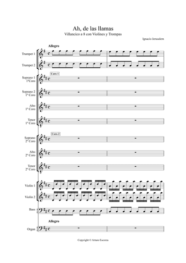 "Ah, de las llamas" Villancico a 8 - Ignacio Jerusalem (arr. Arturo Escorza)