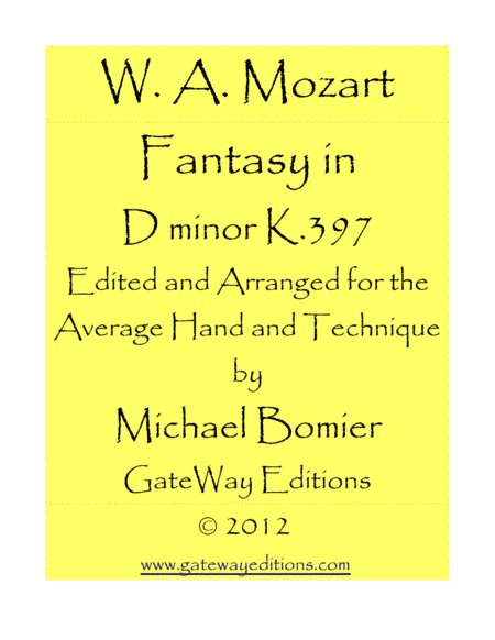 Fantasy in D minor K 397 (arr. Michael Bomier)