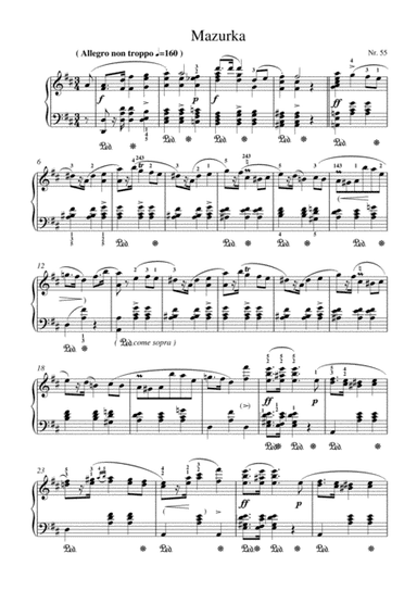 Chopin - Mazurka o.O. No.55 for piano solo (arr. MPS)