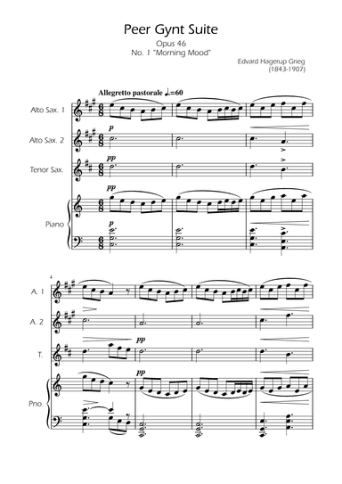 Morning Mood - Sax Trio w/ Piano (arr. Ygor Nunes)