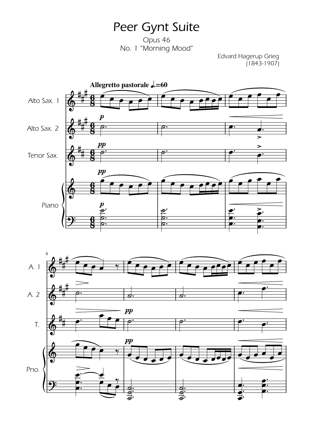 Morning Mood - Sax Trio w/ Piano (arr. Ygor Nunes)