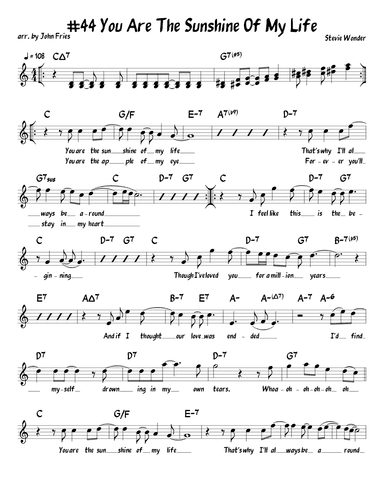 You Are The Sunshine Of My Life (arr. John Fries)