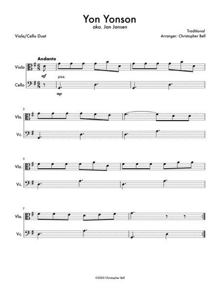 Yon Yonson (Easy Viola/Cello Duet) (arr. Christopher Bell)