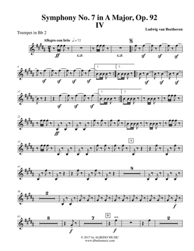 Beethoven Symphony No. 7, Movement IV - Trumpet in Bb 2 (Transposed Part), Op. 92 (arr. Doug Clyde)