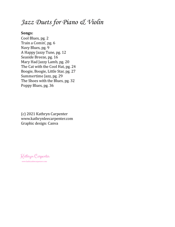 Jazz Duets for Piano and Violin (arr. Kathryn Carpenter)