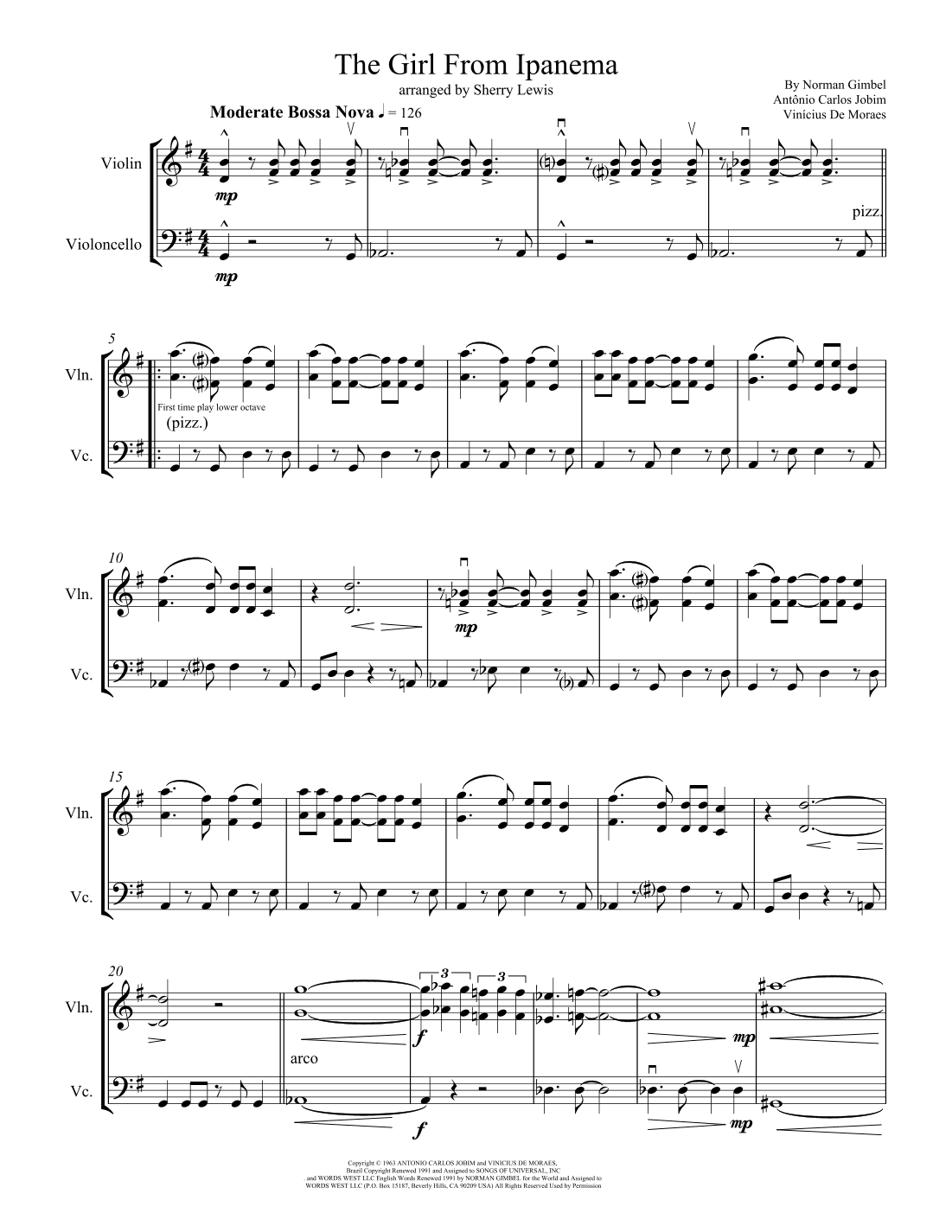 The Girl From Ipanema (garôta De Ipanema) (arr. Sherry Lewis)
