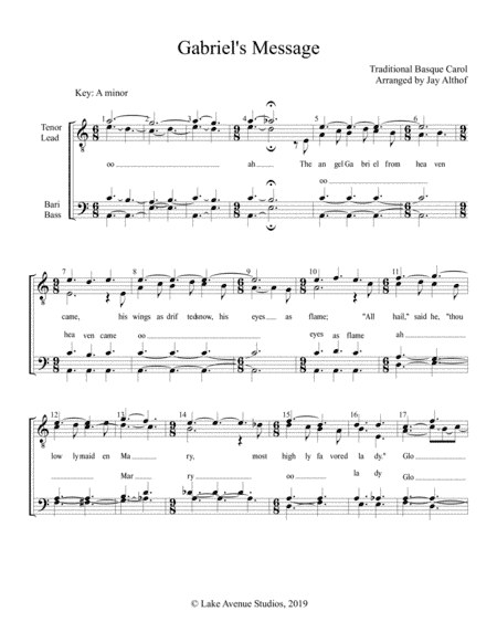 Gabriel's Message (arr. Jay Althof)