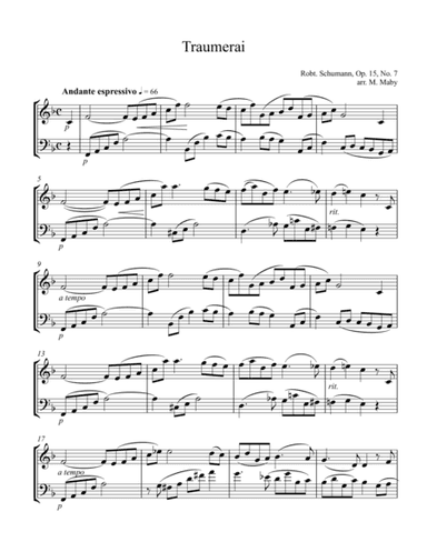 Traumerai for violin & cello duet (arr. Marion Maby)