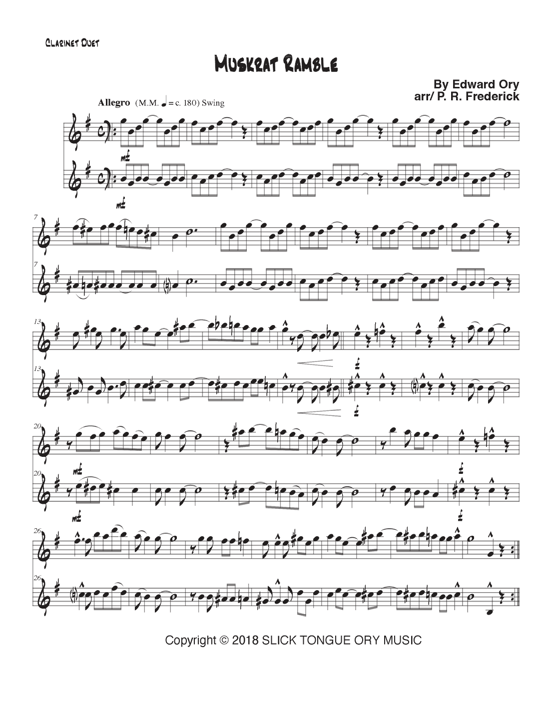 Muskrat Ramble (instrumental) (arr. P. R. Frederick)