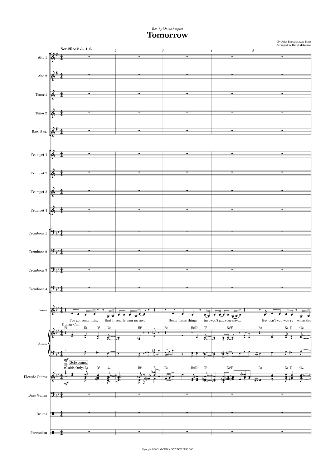 Tomorrow (arr. Daryl McKenzie)