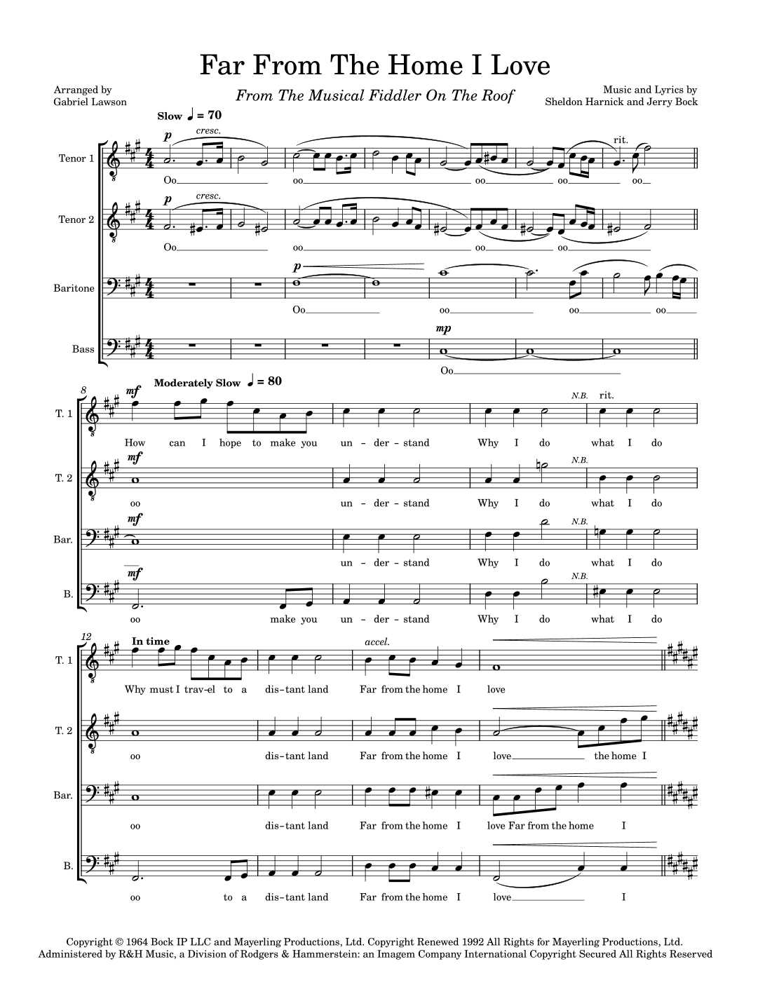 Far From The Home I Love (arr. Gabriel Lawson)