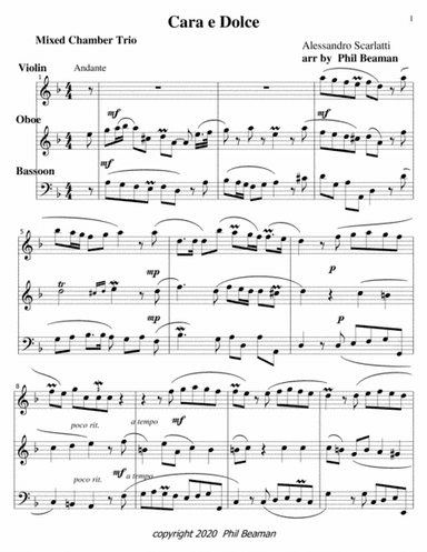 Cara e Dolce-Scarlatti-Mixed Chamber Trio 2 (arr. Phil Beaman)