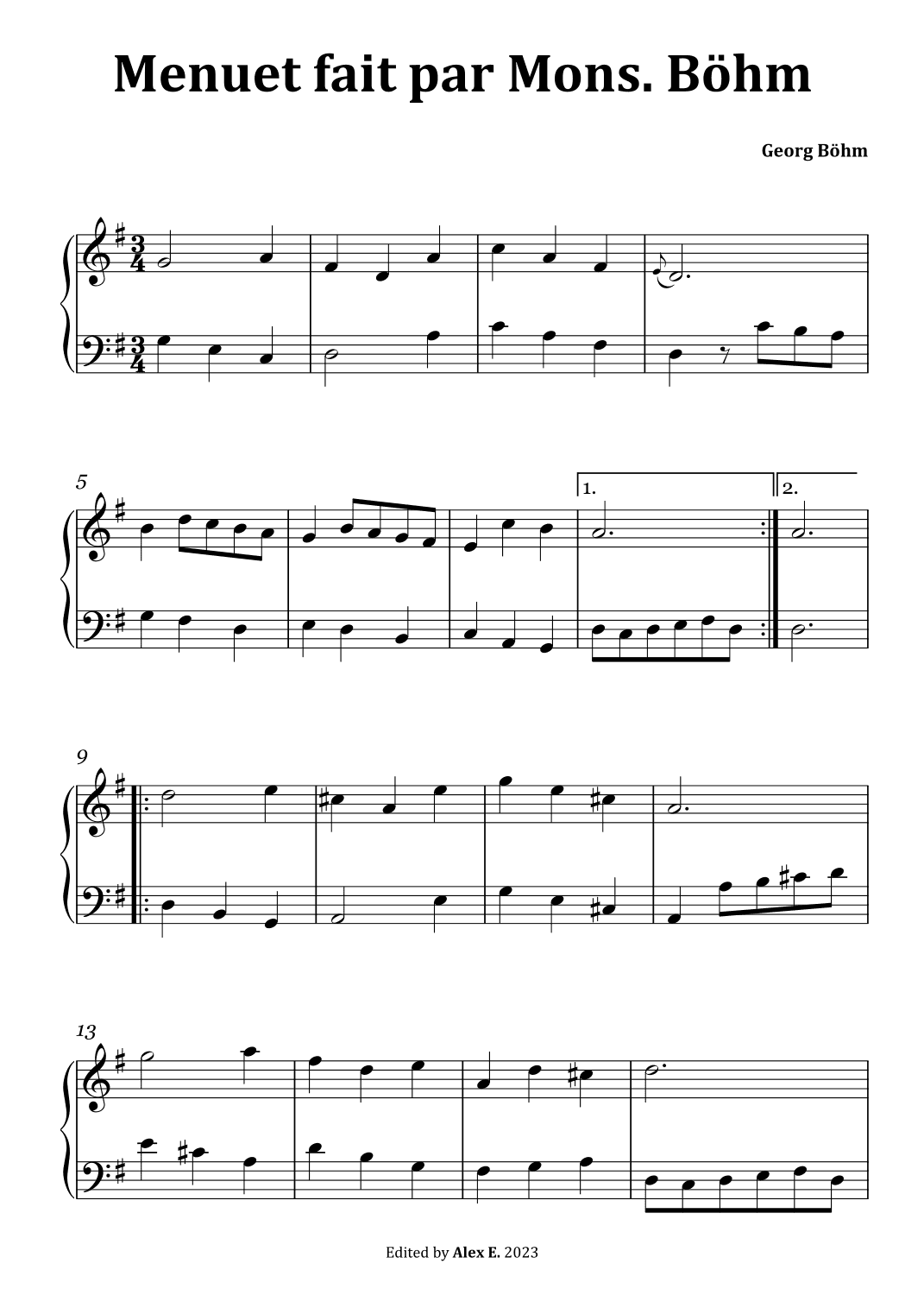 Minuet fait par Mons. Böhm (arr. J. S. Bach)