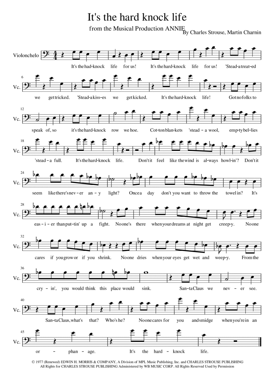 It's The Hard-knock Life (arr. Manuela Cabral)