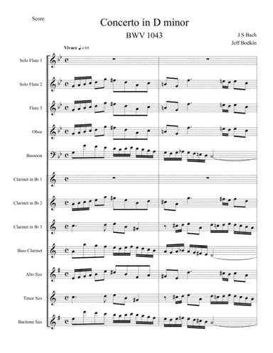 Bach Double Violin Concerto for Wind Choir (arr. Brandyn J. Metzko, ASCAP)