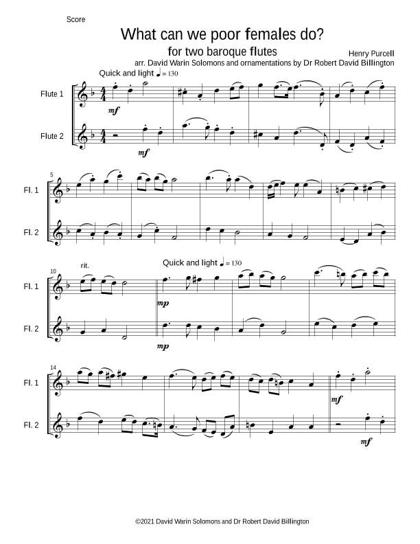 What can we poor females do for 2 baroque flutes (arr. David Warin Solomons)