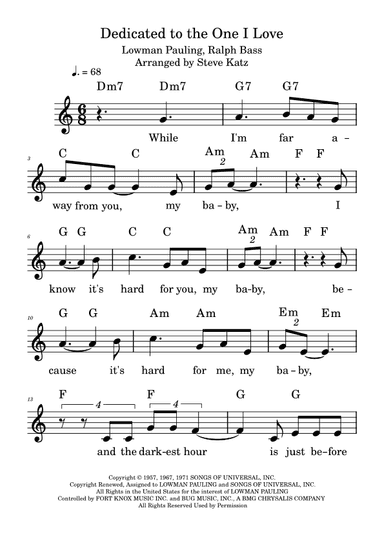 Dedicated To The One I Love (arr. Steve Katz)