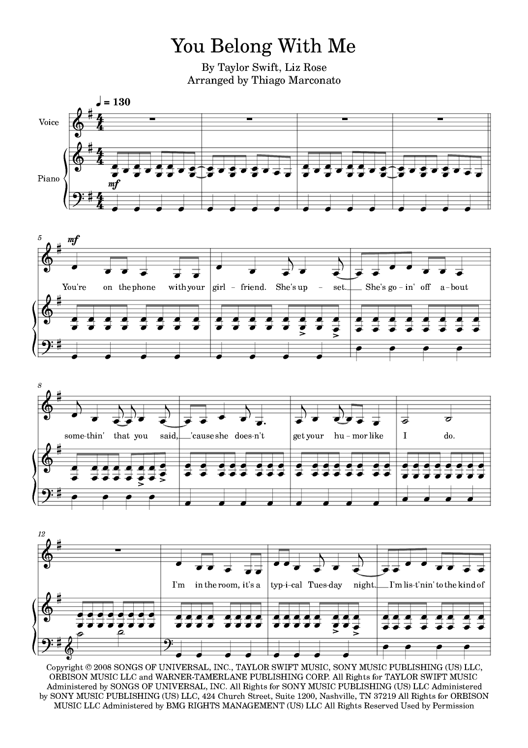 You Belong With Me (arr. Thiago Marconato)