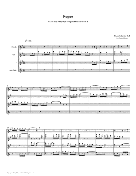 Fugue 11 from Well-Tempered Clavier, Book 2 (Flute Quartet) (arr. Richard Byrnes)