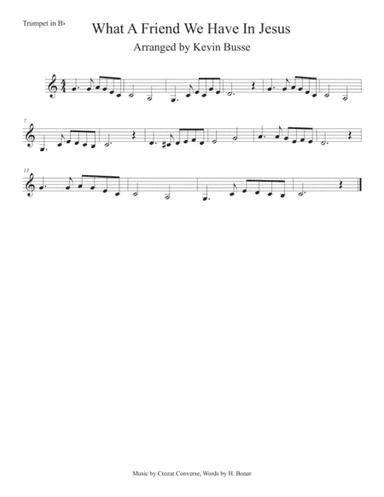 What A Friend We Have In Jesus (Easy key of C) Trumpet (arr. Kevin Busse)