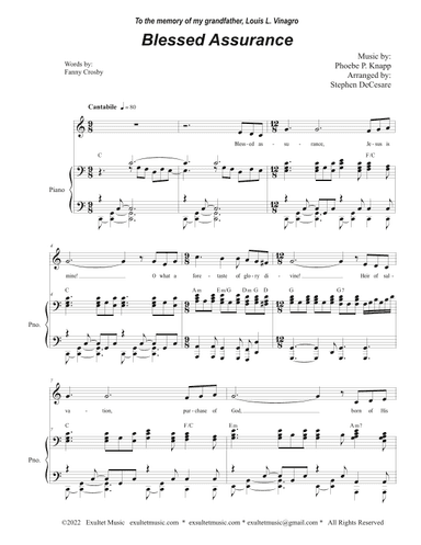 Blessed Assurance (Unison choir) (arr. Stephen DeCesare)